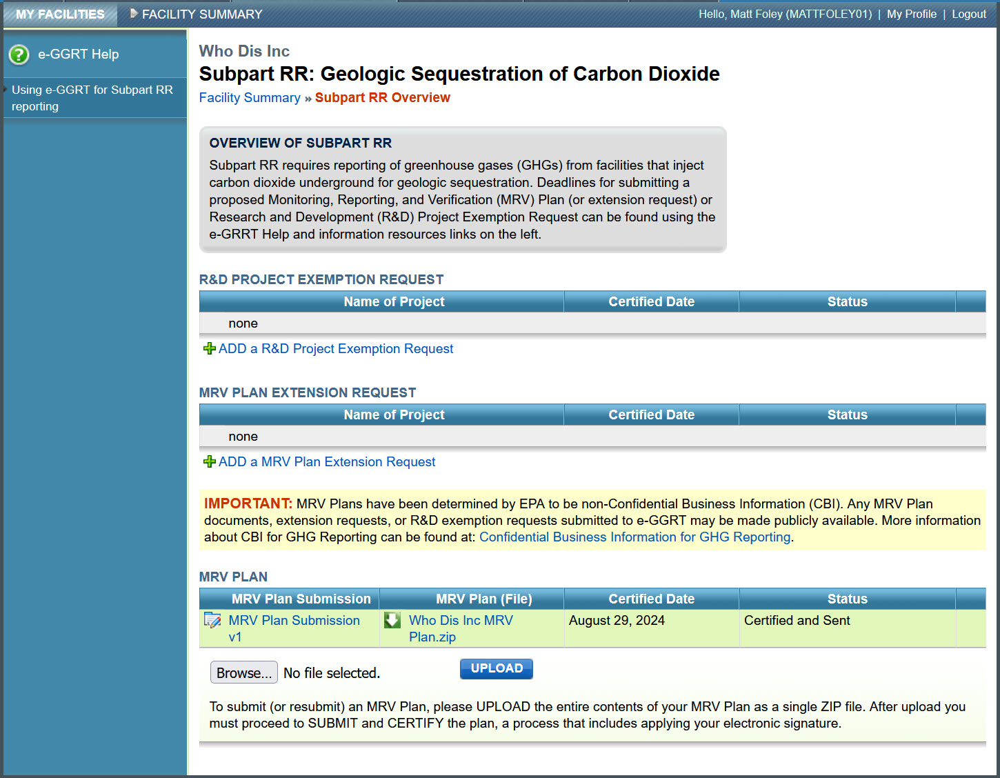 Image of the Subpart RR: Geologic Sequestration of Carbon Dioxide webpage.